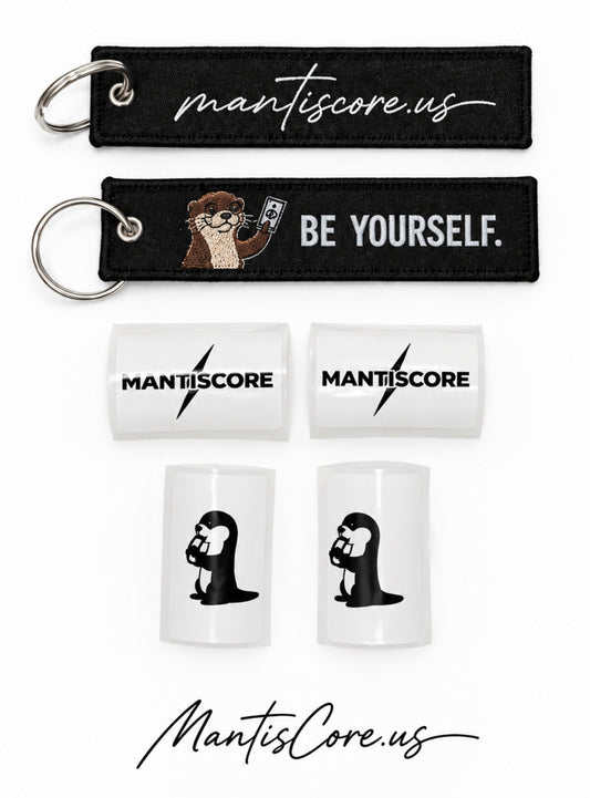 Mantiscore keychain and sticker combo