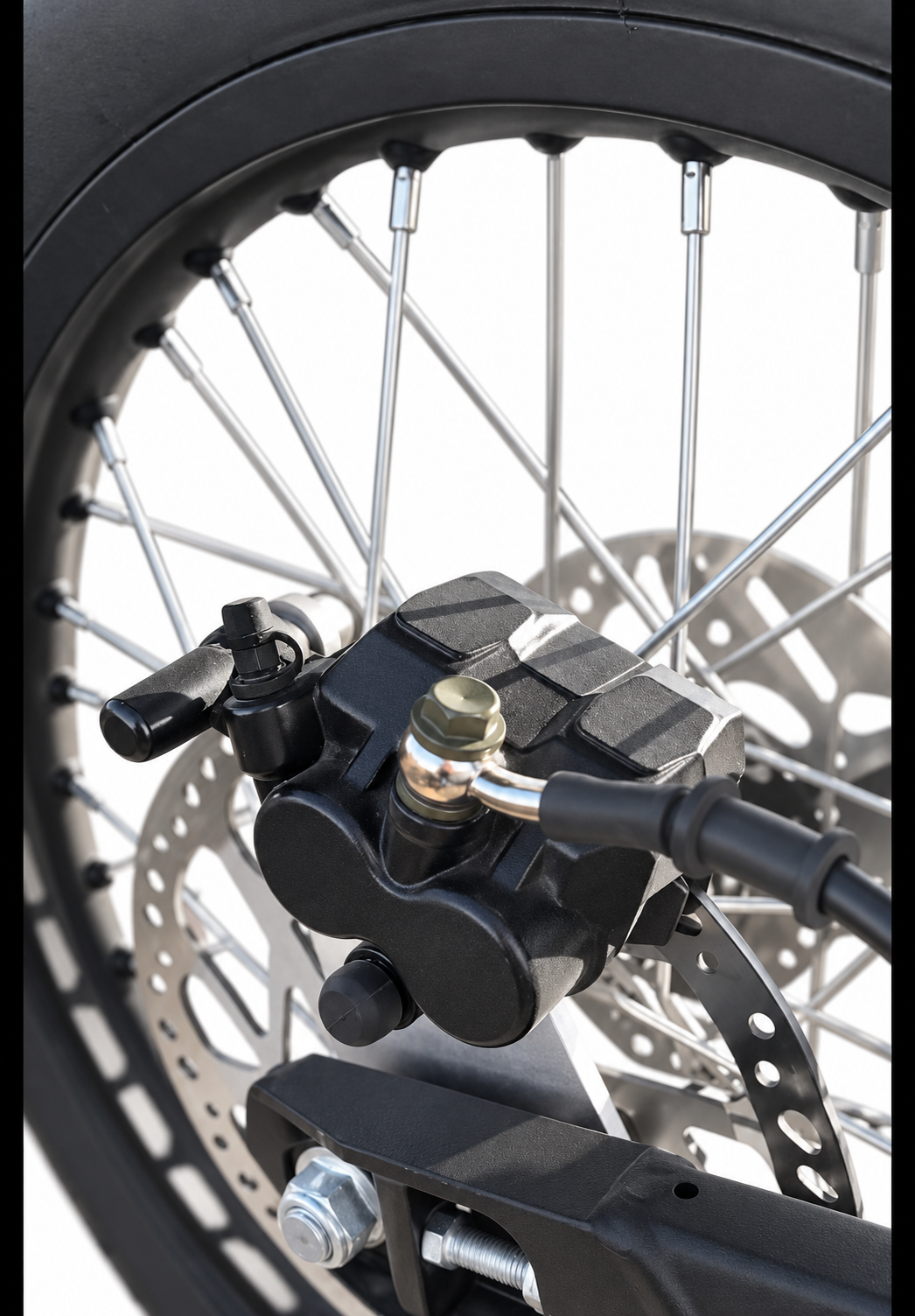 Rawrr Mantis X rear wheel with upgraded black brake caliper installed